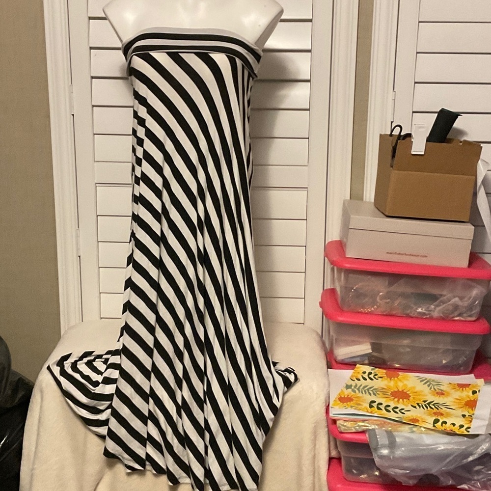Joe B Black and White Striped Maxi Dress